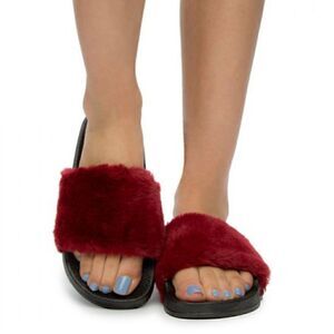 Fur Slides Burgundy size 5